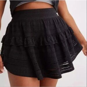 Aerie Black Tiered Ruffle Women's Skirt Size Medium